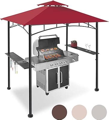 Tangkula 8x5 Ft Grill Gazebo Double Tiered Outdoor BBQ Gazebo With 2