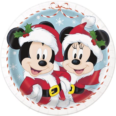 Disney Mickey & Minnie Mouse Christmas Round 9" Dinner Plates - 8ct ...