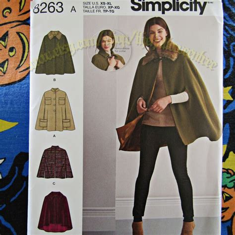 Simplicity 8263 Set Of Ponchos Cape Style Jackets Sewing Etsy