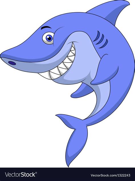 Cute shark cartoon vector image on VectorStock | Shark drawing, Cartoon ...