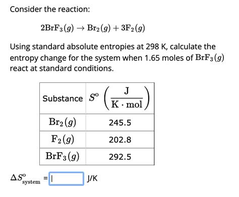 Solved Consider The Reaction 2brf3g→br2g3 F2g Using