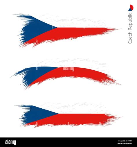 Set of 3 grunge textured flag of Czech Republic, three versions of ...