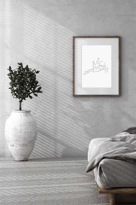 Lesbian Art Nude Line Drawing Erotic Nudity Sensual Bedroom Wall Art Erotic Art Print