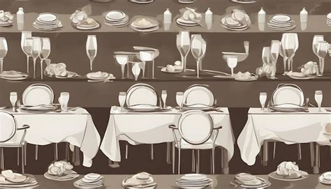 Un Dibujo De Una Mesa Con Platos Y Vasos En Ella Foto Premium