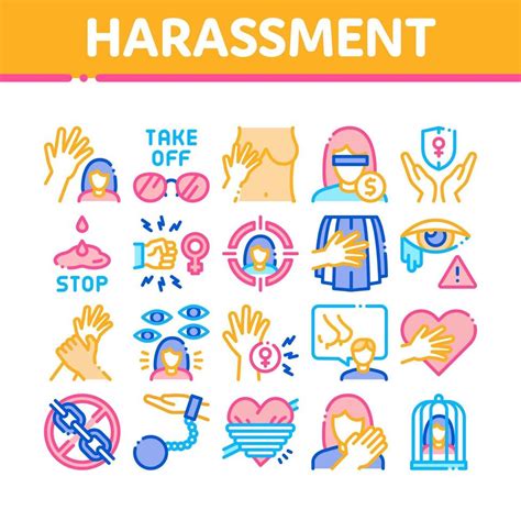 sexual harassment collection icons set vector  vector art