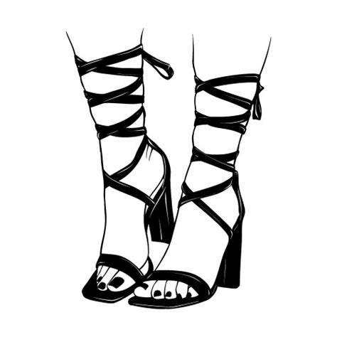 Female Legs With Lace Up High Heels Shoes Hand Vector Image