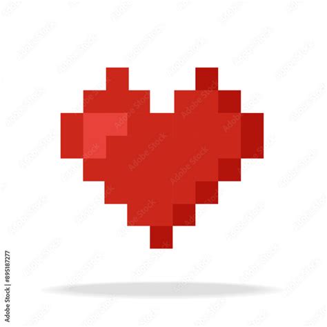 Pixel art heart. heart shape symbol isolated on white background. Heart ...