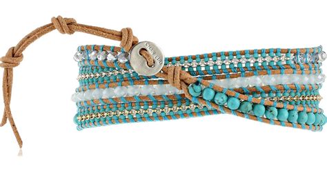 Chan Luu Turquoise Mixbeige Seed Bead Wrap Bracelet In Blue Lyst