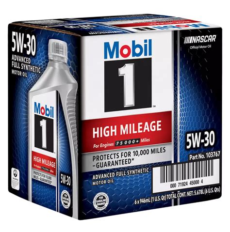 Mobil 1 5w 30 High Mileage Full Synthetic Motor Oil 6 Pack 6 X 1 Qt —