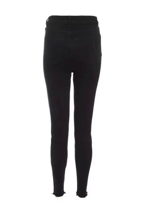 Black Embellished Ripped Skinny Jeans Quiz Clothing