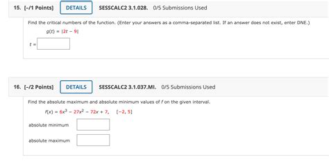 Solved Points Sesscalc Submissions Used Chegg