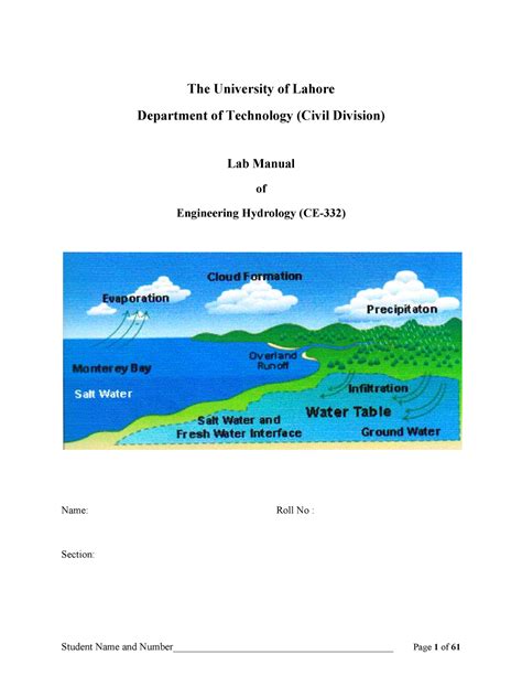 Engineering Hydrology Lab Manual The University Of Lahore Department