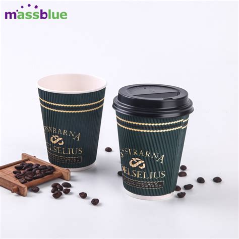 Oz Oz Oz Triple Wall Customized Design Ripple Paper Coffee Cups