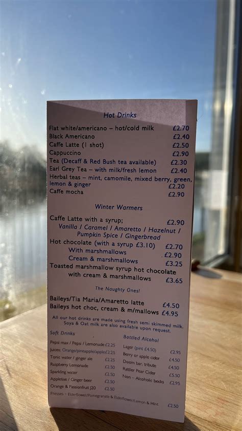 Menu At Lakeside Cafe Newquay