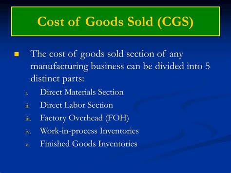 Ppt Cost Of Goods Sold Statement Powerpoint Presentation Free