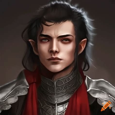 Intricately Detailed Portrait Of A Noble Male Elven Knight In Ornate