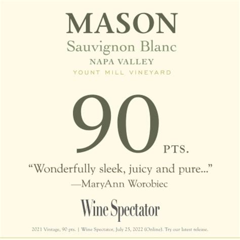 Mason Cellars Sauvignon Blanc White Wine 750 Ml Frys Food Stores