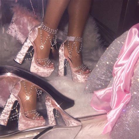 Sugar Thrillz Velvet Platform Beaded Heels Pink Aesthetic Shoes