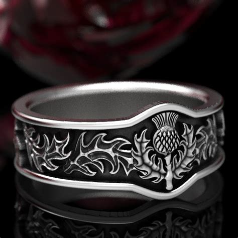 Scottish Thistle Jewelry 925 Sterling Silver Thistle Ring Etsy