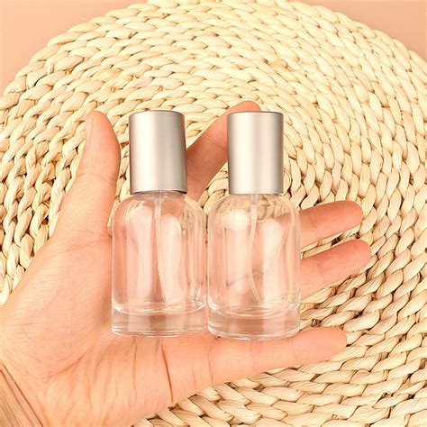 Cylinder Aluminum Lid Refillable 30ml Clear Parfum Bottle Fine Glass