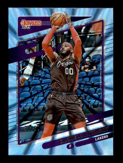 CARMELO ANTHONY 2021 22 DONRUSS 103 RARE HOLO LIGHT BLUE LASER 30 60