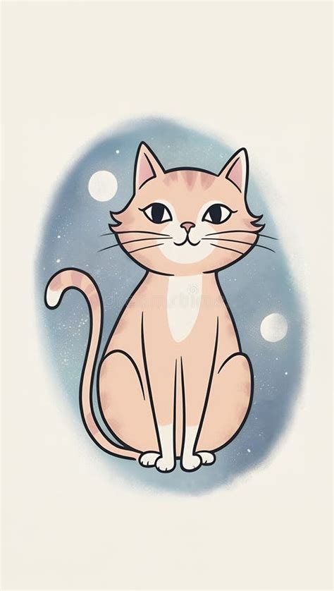 A Whimsical Illustration of a Cartoon Tabby Cat Stock Illustration ...