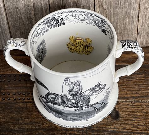 Superior large double-handled mug with interior frogs, humorous prints