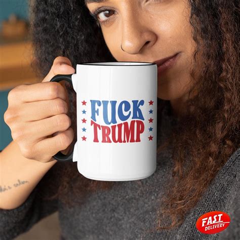 Anti Trump Coffee Mug Patriotic Stars Subtle Fuck Trump Ceramic Cup Gift Etsy