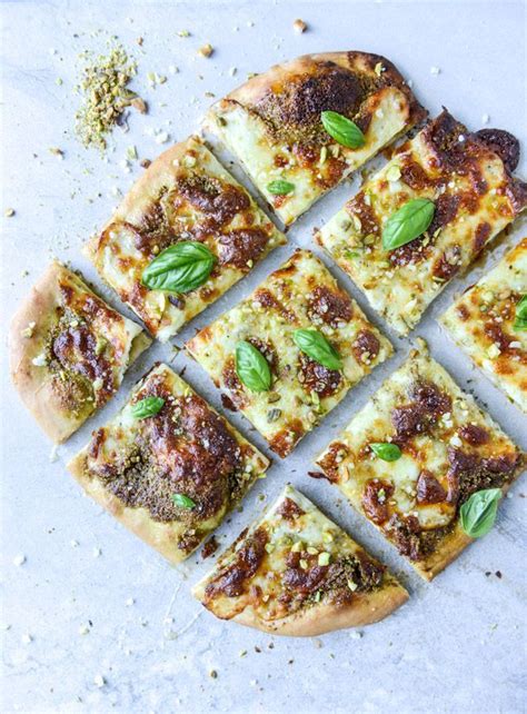 Pistachio Pesto Pizza With Fresh Mozzarella And Honey Recipe Pistachio Pesto Pesto Pizza