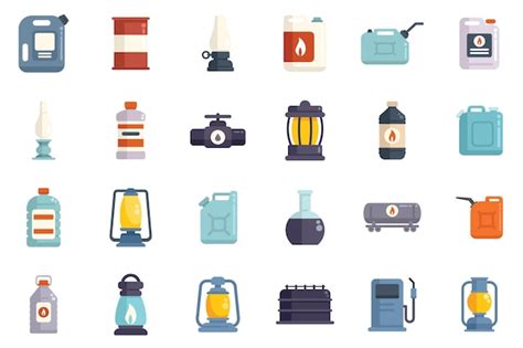 Premium Vector Kerosene Icons Set Flat Vector Energy Container