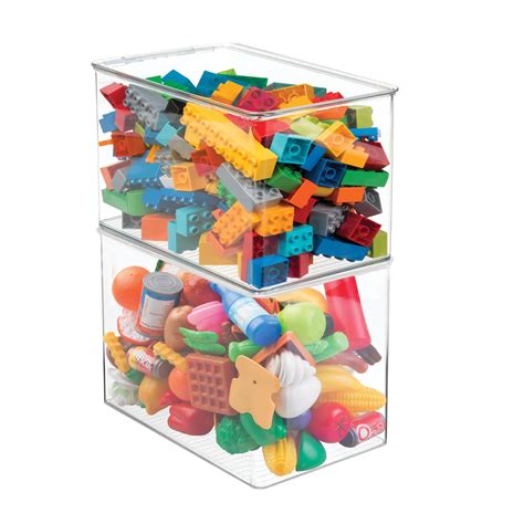 mDesign Tall Plastic Stackable Toy Storage Organizer Container Bin Box ...