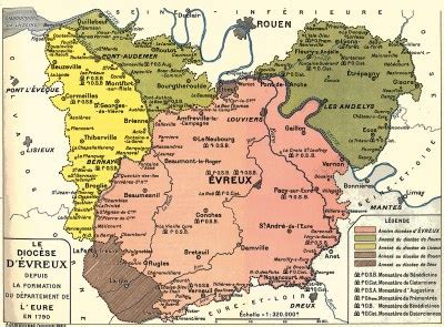 Carte du Diocèse en 1790 Diocèse d Évreux Église Catholique dans l Eure