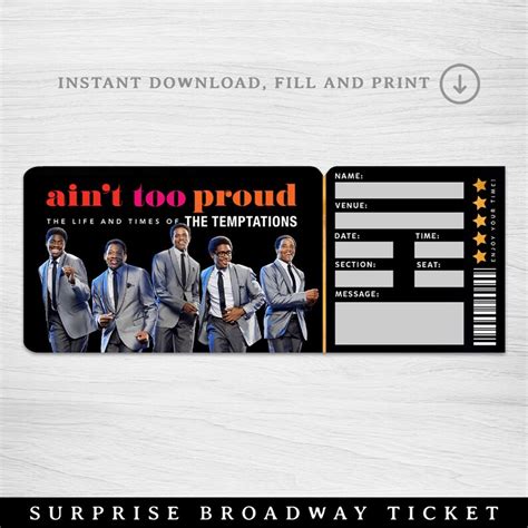 Printable Ain T Too Proud Broadway Surprise Ticket Ain T Too Proud The