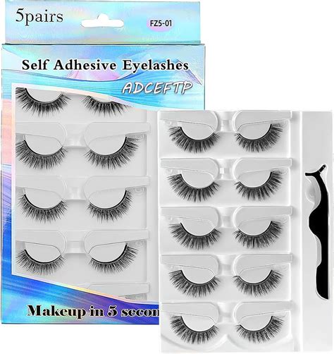 Amazon 5 Pairs Self Adhesive Eyelashes Reusable Self Sticking