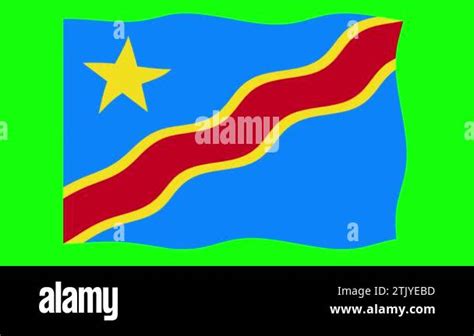 Democratic Republic Of The Congo Waving Flag D Animation On Green