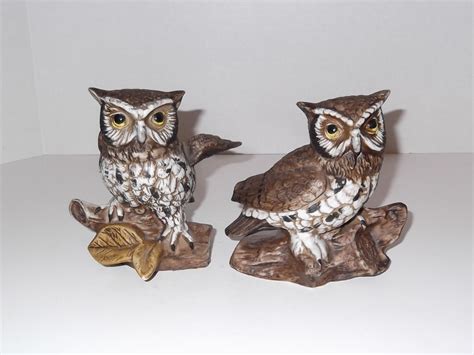 Vintage Homco Owls Figurines Set Of Two Vintage Ceramic Owls