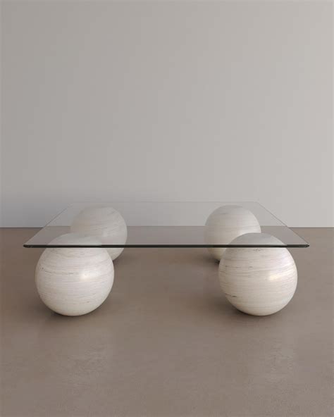 Nude Travertine Sufi Coffee Table II By The Essentialist For Sale At