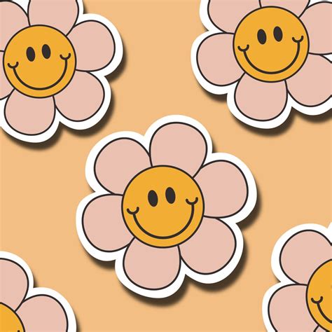 Flower Smiley Face Stickers: Spread Positivity, Kindness, Retro ...