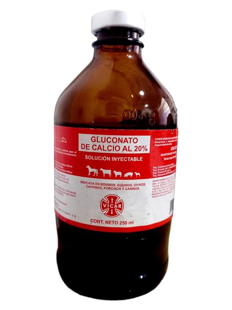 GLUCONATO DE CALCIO X 250 ML VICAR Almacen Tierras Y Ganado