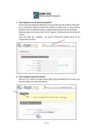 Como Registrarse En Una Tienda Virtual Gratis Pdf