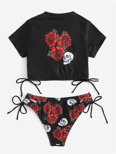 Lockdsg Ba Ador Bikini Con Estampado De Esqueleto Moda De Mujer