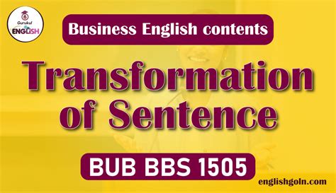 Transformation Of Sentence English Gurukul Goln