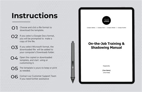 On The Job Training Shadowing Manual Hr Template In Word Pdf Google