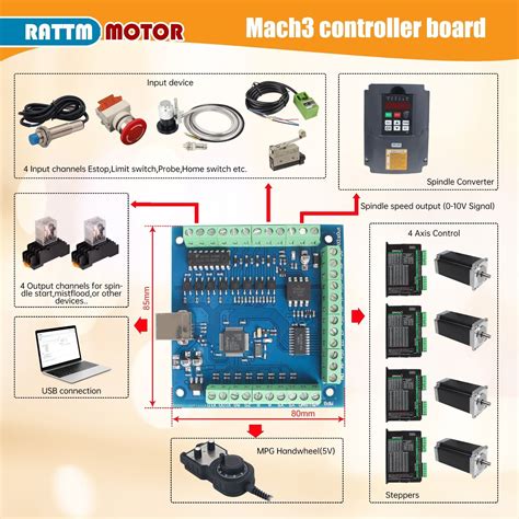 Us丨4 Axis Usb Mach3 Cnc Controller Kit Nema23 Stepper Motor 76mm 270oz