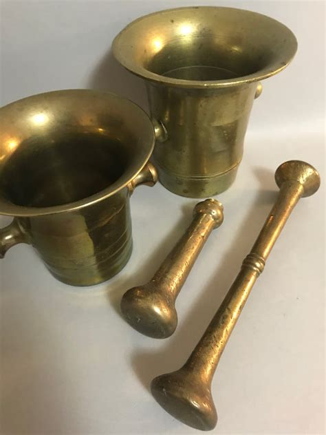 Vintage Brass Mortar And Pestle Two Sizes African Brass Heavy Etsy