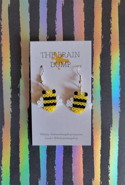 Shake Your Honey Makers Cute Bee Mini Perler Beads Dangle Earrings Hama