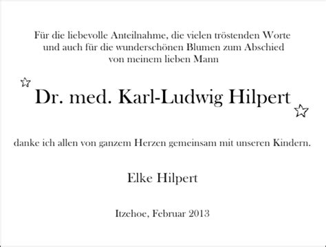 Traueranzeigen Von Dr Med Karl Ludwig Hilpert Sh Z Trauer