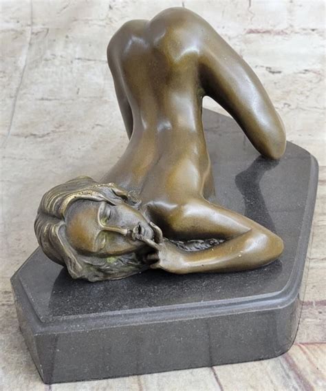 ART DECO SCULPTURE Sexy Naked Woman Erotic Nude Female Sexual Bronze Statue Sale EUR