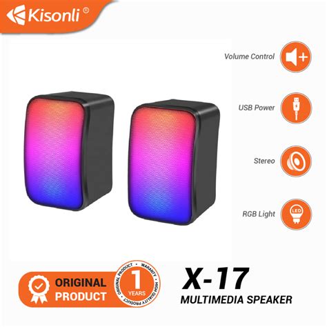 KISONLI Speaker Laptop Komputer Gaming X17 2 0 RGB Lights With Volume