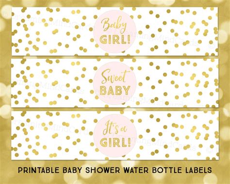 Printable Water Bottle Labels Its A Girl Baby Shower